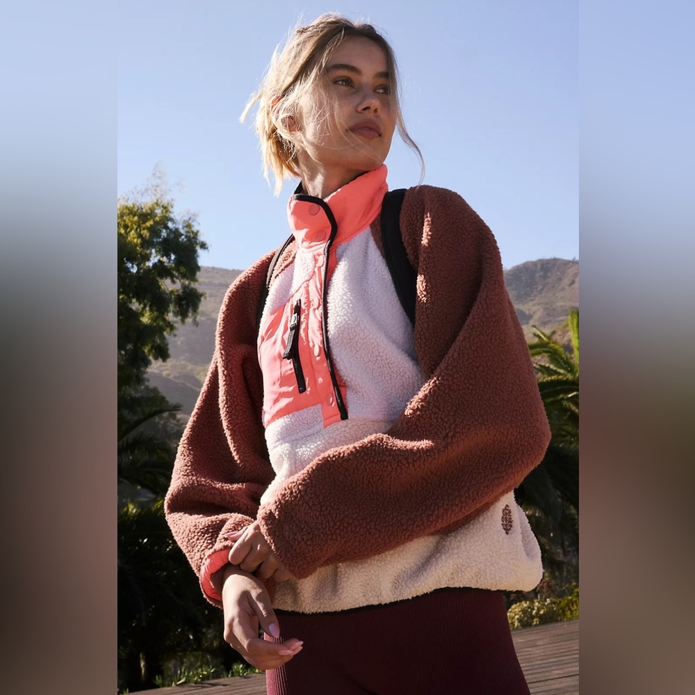 Free People Pink and Brown Jacket